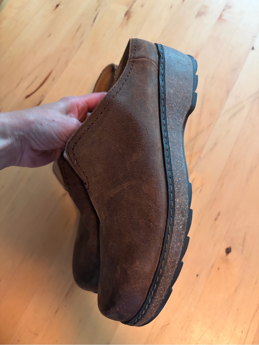 Earth Brown Suede Slip-On Loafers for Women - Picture 3 of 5
